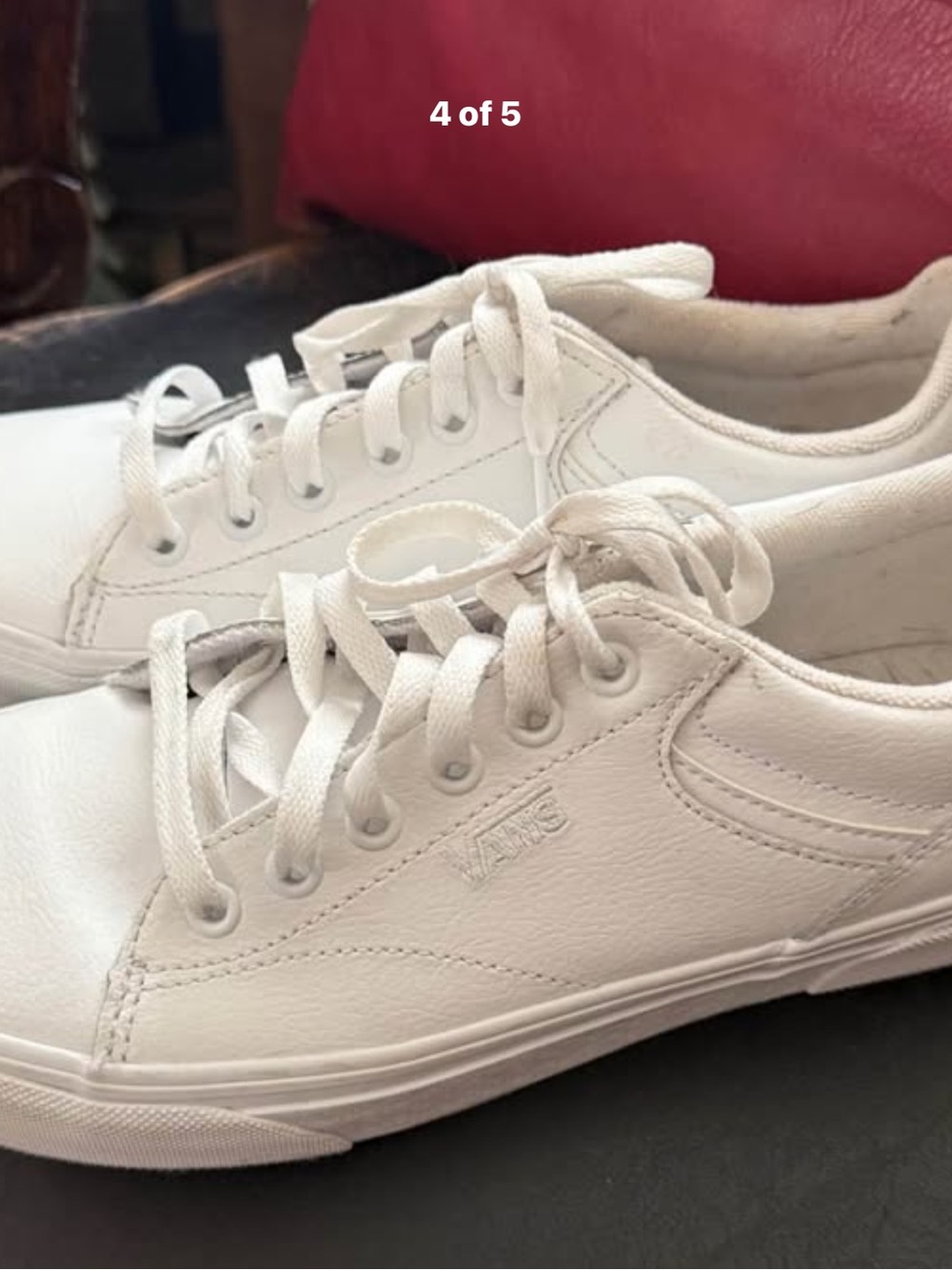 Vans Women's White Leather Low-Top Sneakers